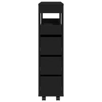 Mobile da Bagno Stretto con Ruote Nero in Truciolato 855269