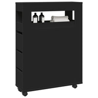 Mobile da Bagno Stretto con Ruote Nero in Truciolato 855269