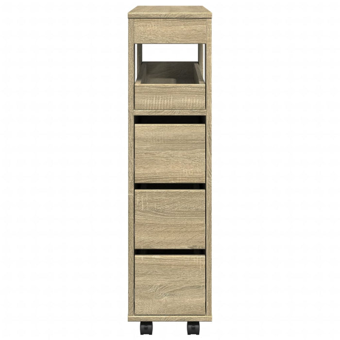 Mobile da Bagno Stretto con Ruote Rovere Sonoma in Truciolato 855270