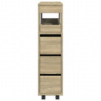 Mobile da Bagno Stretto con Ruote Rovere Sonoma in Truciolato