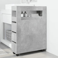 Mobile da Bagno Stretto con Ruote Grigio Cemento in Truciolato