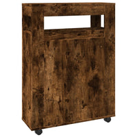 Mobile da Bagno Stretto con Ruote Rovere Fumo in Truciolato 855272