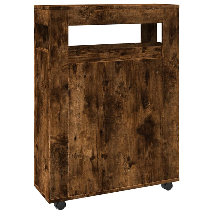 Mobile da Bagno Stretto con Ruote Rovere Fumo in Truciolato 855272