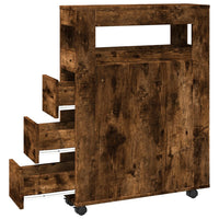 Mobile da Bagno Stretto con Ruote Rovere Fumo in Truciolato 855272