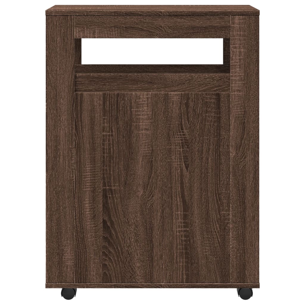 Mobile da Bagno Stretto con Ruote Rovere Marrone in Truciolato 855274