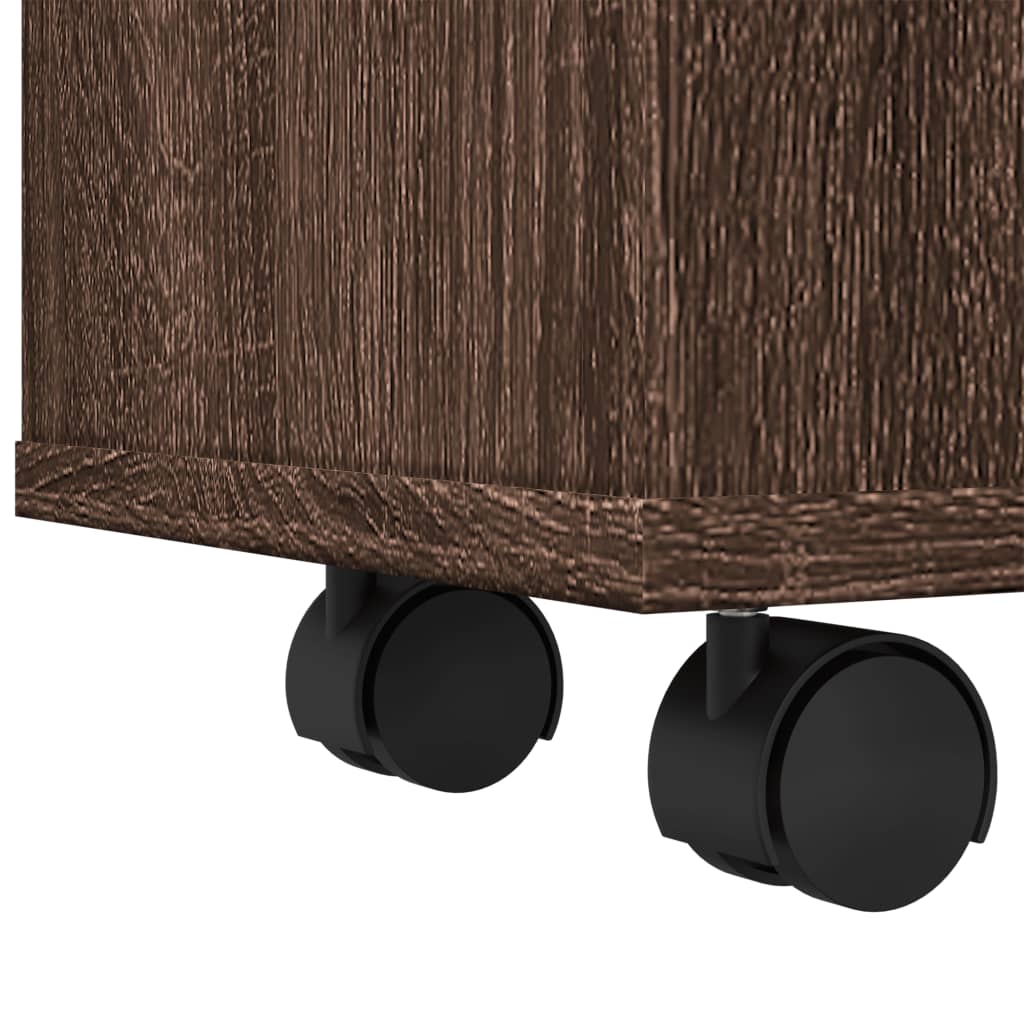Mobile da Bagno Stretto con Ruote Rovere Marrone in Truciolato 855274