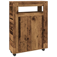 Mobile da Bagno Stretto con Ruote Legno Vecchio in Truciolato 855275