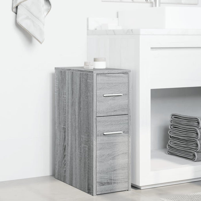vidaXL Armadietto da Bagno Stretto con Ruote Grigio Sonoma Truciolato