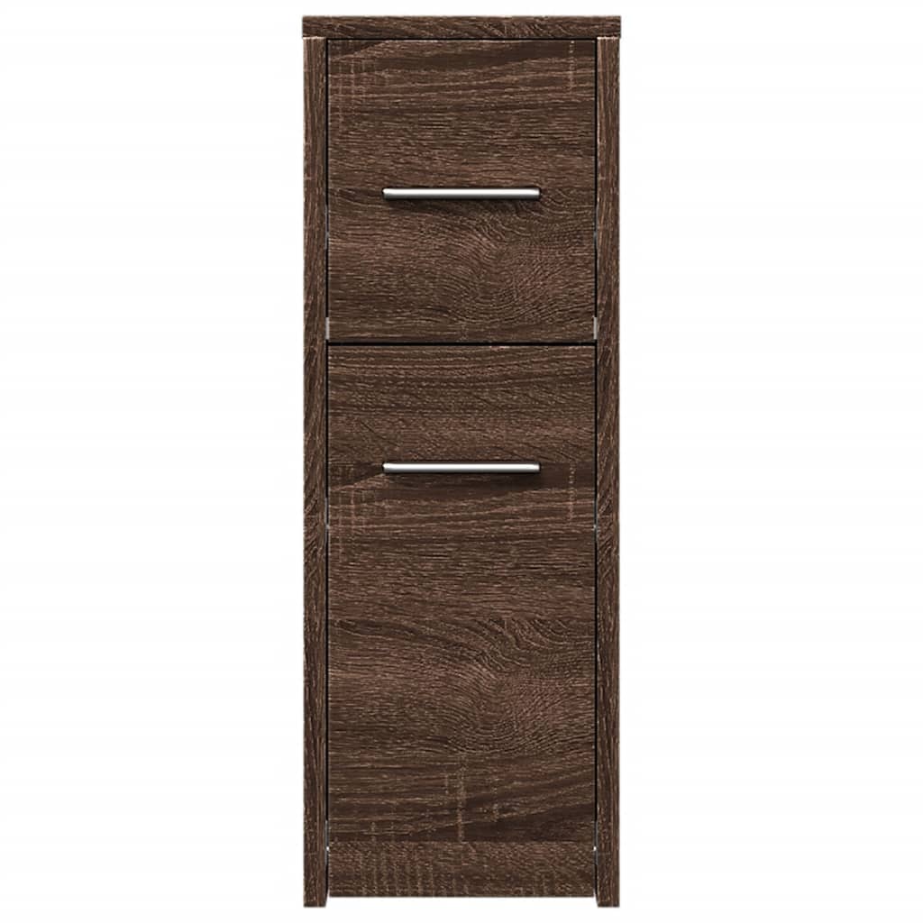 Armadietto da Bagno Stretto con Ruote Rovere Marrone Truciolato 855283