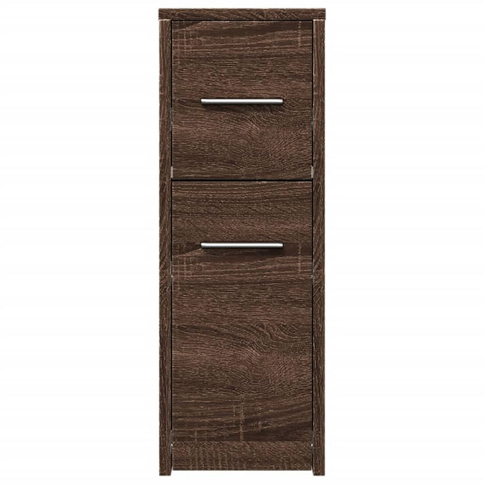 Armadietto da Bagno Stretto con Ruote Rovere Marrone Truciolato 855283