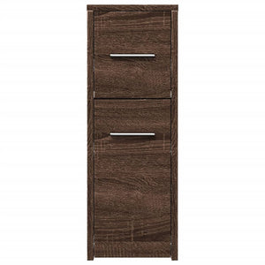 Armadietto da Bagno Stretto con Ruote Rovere Marrone Truciolato 855283