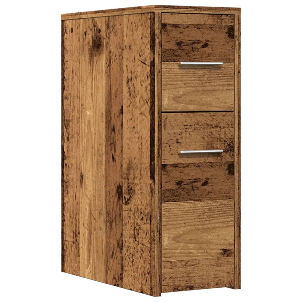 Armadietto da Bagno Stretto con Ruote Rovere Antico Truciolato 855284