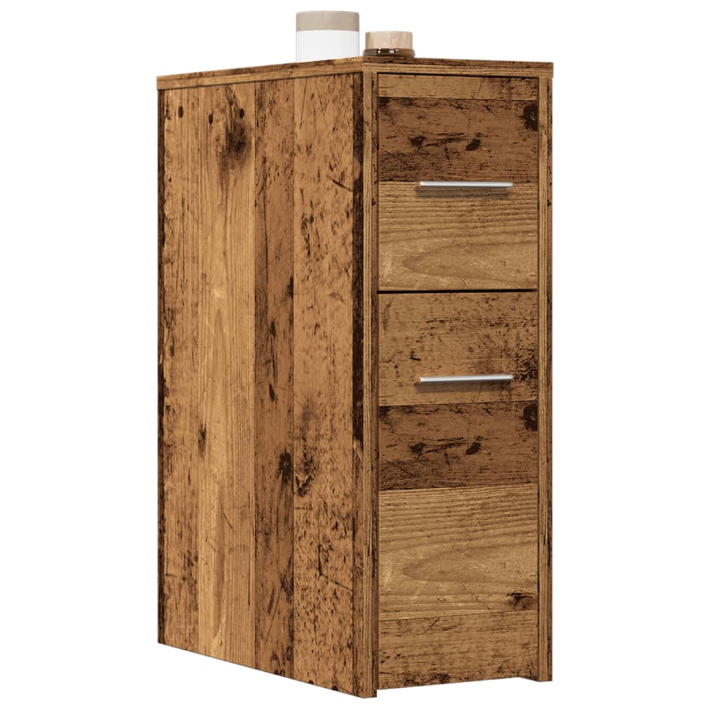 Armadietto da Bagno Stretto con Ruote Rovere Antico Truciolato 855284