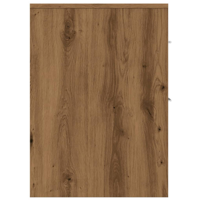 Mobile da Bagno Stretto con Ruote Rovere Artigianale Truciolato