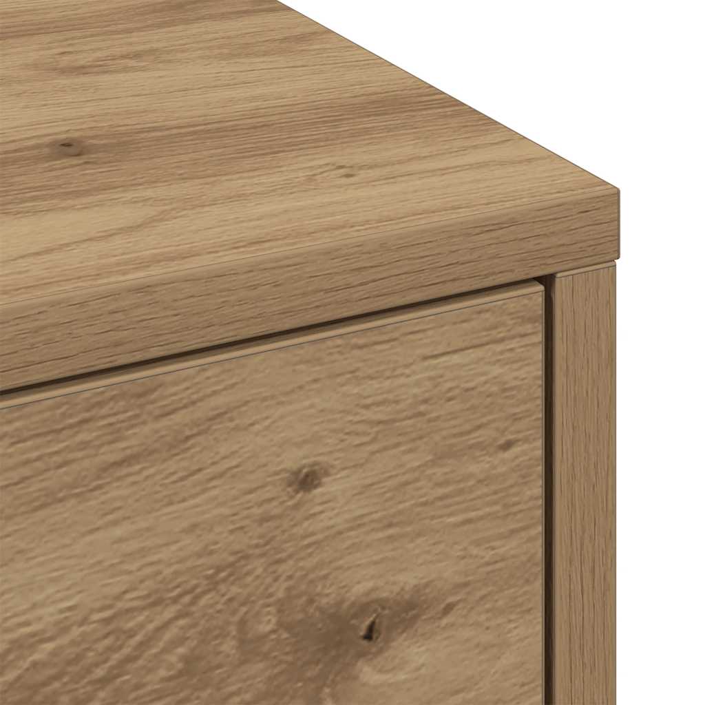 Mobile da Bagno Stretto con Ruote Rovere Artigianale Truciolato 855285