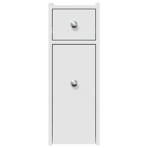 Armadietto da Bagno Stretto con Ruote Bianco in Truciolato 855286