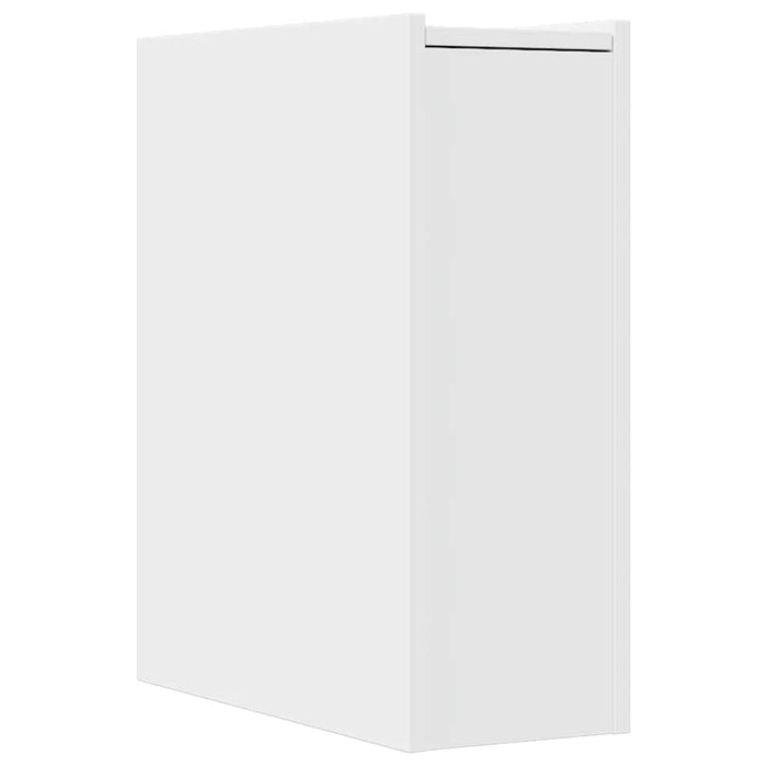 Armadietto da Bagno Stretto con Ruote Bianco in Truciolato 855286