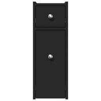 Armadietto da Bagno Stretto con Ruote Nero in Truciolato 855287