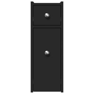 Armadietto da Bagno Stretto con Ruote Nero in Truciolato 855287