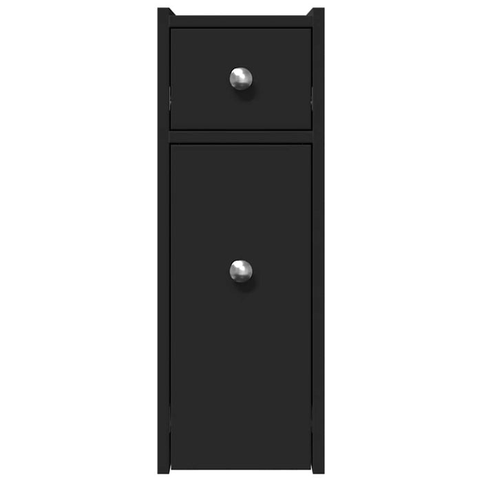 Armadietto da Bagno Stretto con Ruote Nero in Truciolato 855287