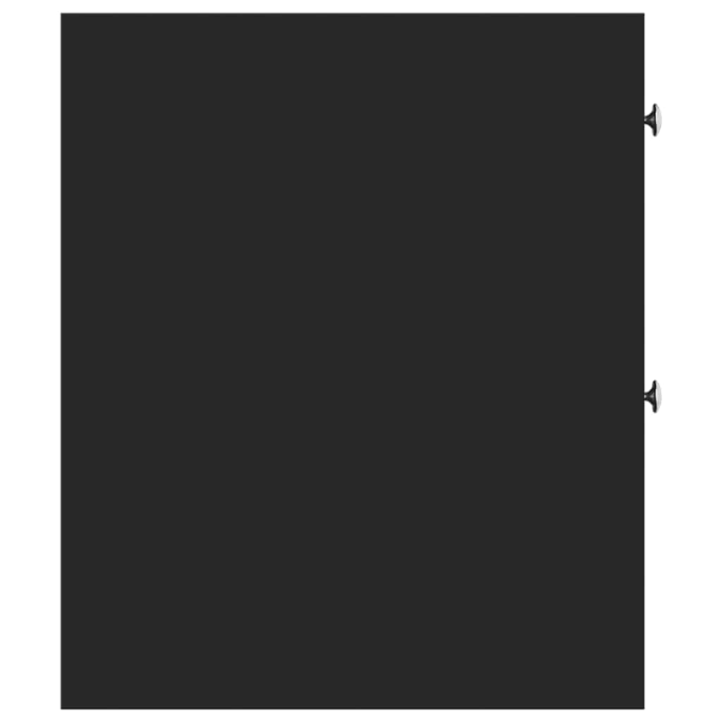 Armadietto da Bagno Stretto con Ruote Nero in Truciolato 855287