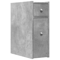 Armadietto da Bagno Stretto con Ruote Grigio Cemento Truciolato 855289