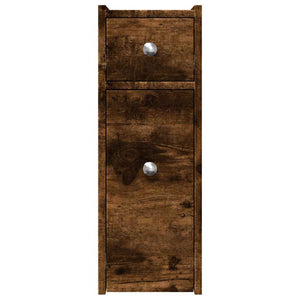 Armadietto da Bagno Stretto con Ruote Rovere Fumo in Truciolato