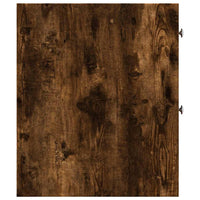 Armadietto da Bagno Stretto con Ruote Rovere Fumo in Truciolato