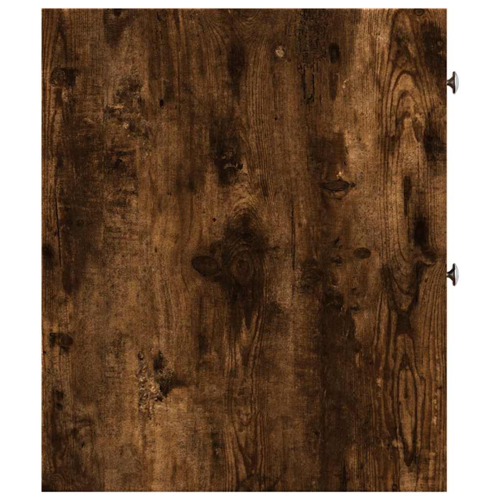 Armadietto da Bagno Stretto con Ruote Rovere Fumo in Truciolato 855290