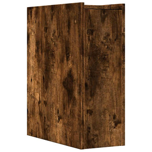 Armadietto da Bagno Stretto con Ruote Rovere Fumo in Truciolato