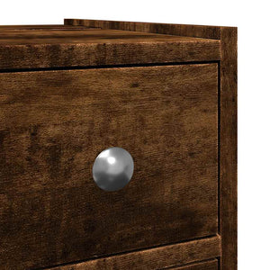 Armadietto da Bagno Stretto con Ruote Rovere Fumo in Truciolato