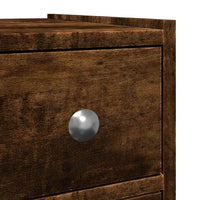 Armadietto da Bagno Stretto con Ruote Rovere Fumo in Truciolato 855290