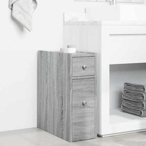 Armadietto da Bagno Stretto con Ruote Grigio Sonoma Truciolato 855291