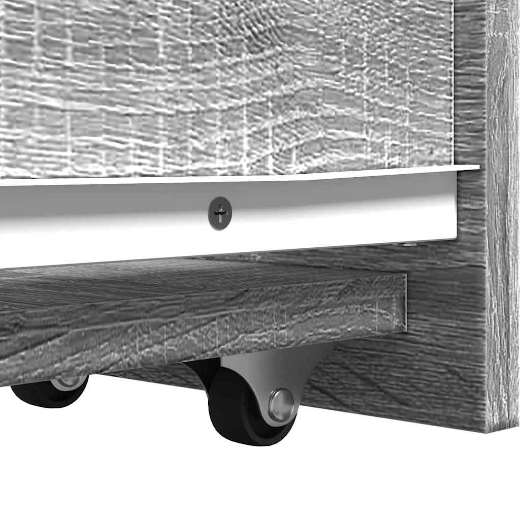 Armadietto da Bagno Stretto con Ruote Grigio Sonoma Truciolato 855291