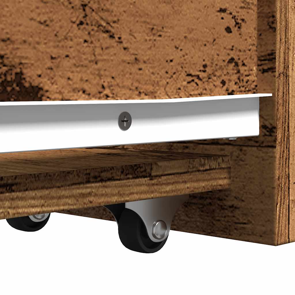 Armadietto da Bagno Stretto con Ruote Rovere Antico Truciolato