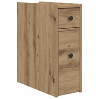 Mobile da Bagno Stretto con Ruote Rovere Artigianale Truciolato 855294