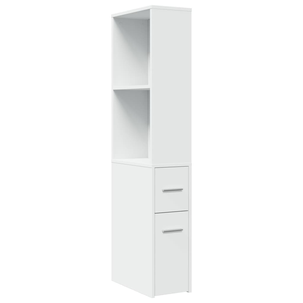 Armadietto da Bagno Stretto con Ruote Bianco in Truciolato 855295