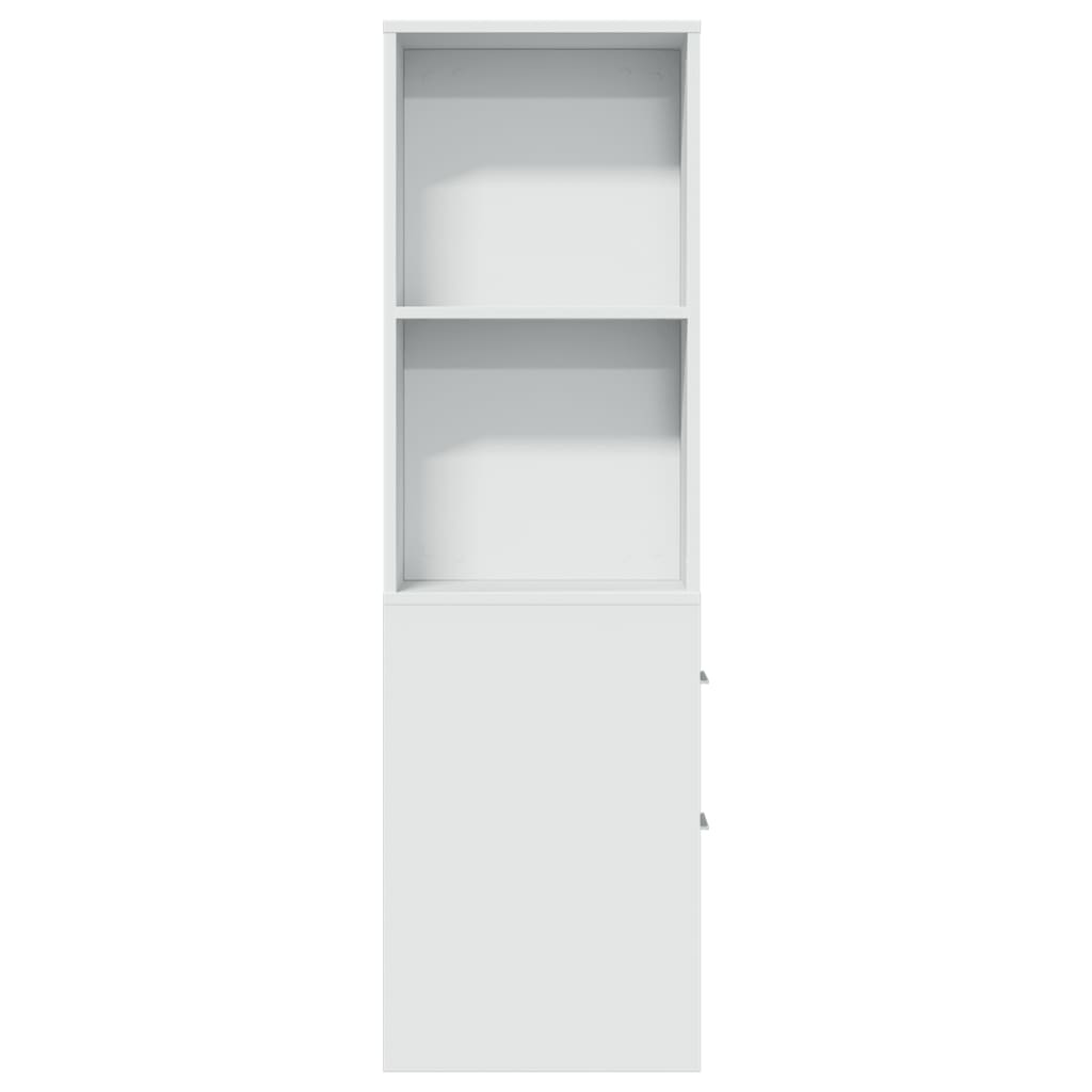 Armadietto da Bagno Stretto con Ruote Bianco in Truciolato 855295
