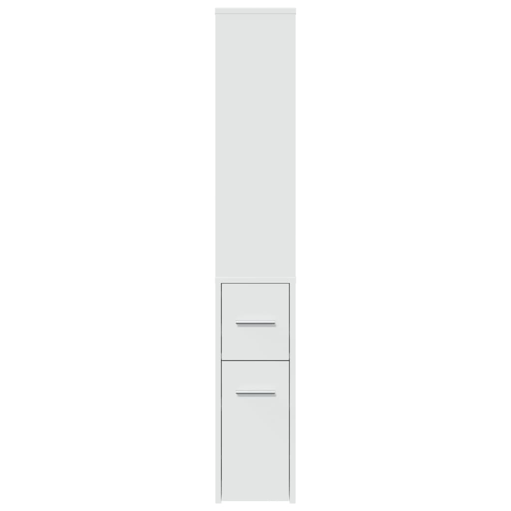 Armadietto da Bagno Stretto con Ruote Bianco in Truciolato 855295