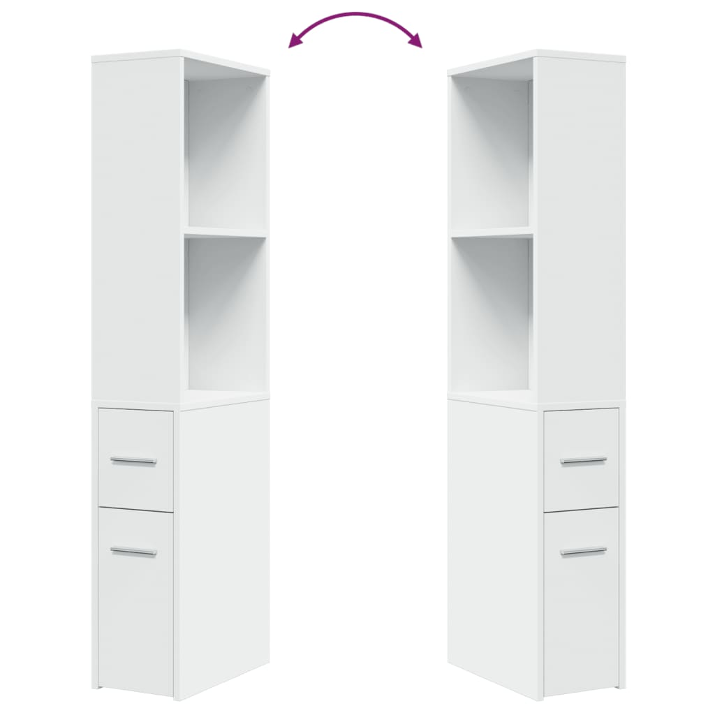 Armadietto da Bagno Stretto con Ruote Bianco in Truciolato 855295