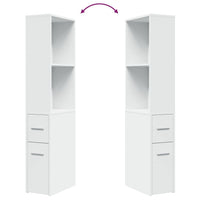 Armadietto da Bagno Stretto con Ruote Bianco in Truciolato 855295