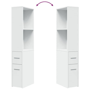 Armadietto da Bagno Stretto con Ruote Bianco in Truciolato 855295