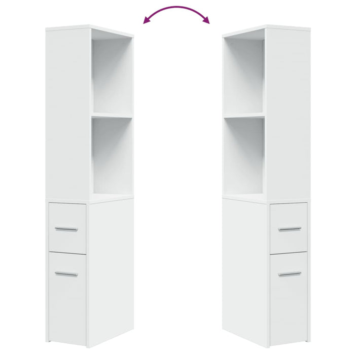 Armadietto da Bagno Stretto con Ruote Bianco in Truciolato 855295