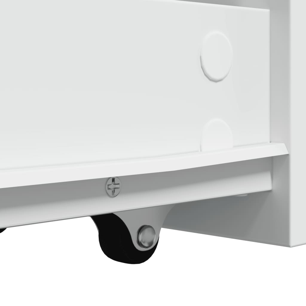 Armadietto da Bagno Stretto con Ruote Bianco in Truciolato 855295