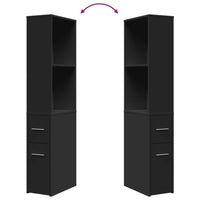 Armadietto da Bagno Stretto con Ruote Nero in Truciolato 855296