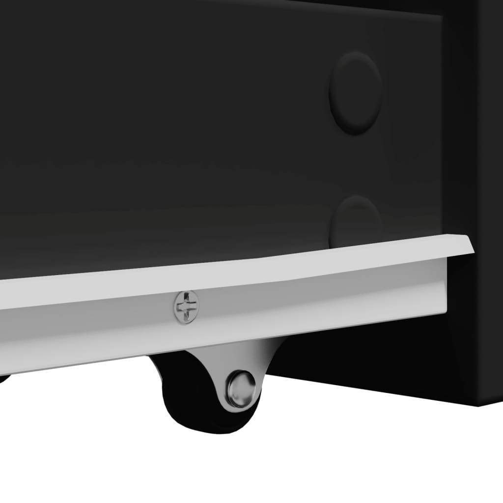 Armadietto da Bagno Stretto con Ruote Nero in Truciolato 855296