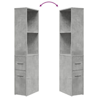 Armadietto da Bagno Stretto con Ruote Grigio Cemento Truciolato 855298