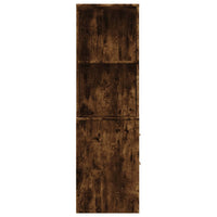 Armadietto da Bagno Stretto con Ruote Rovere Fumo in Truciolato