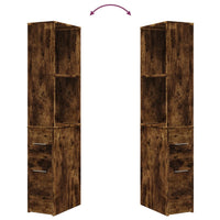 Armadietto da Bagno Stretto con Ruote Rovere Fumo in Truciolato