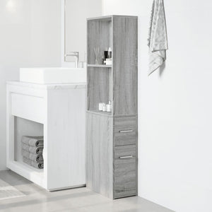 Armadietto da Bagno Stretto con Ruote Grigio Sonoma Truciolato 855300
